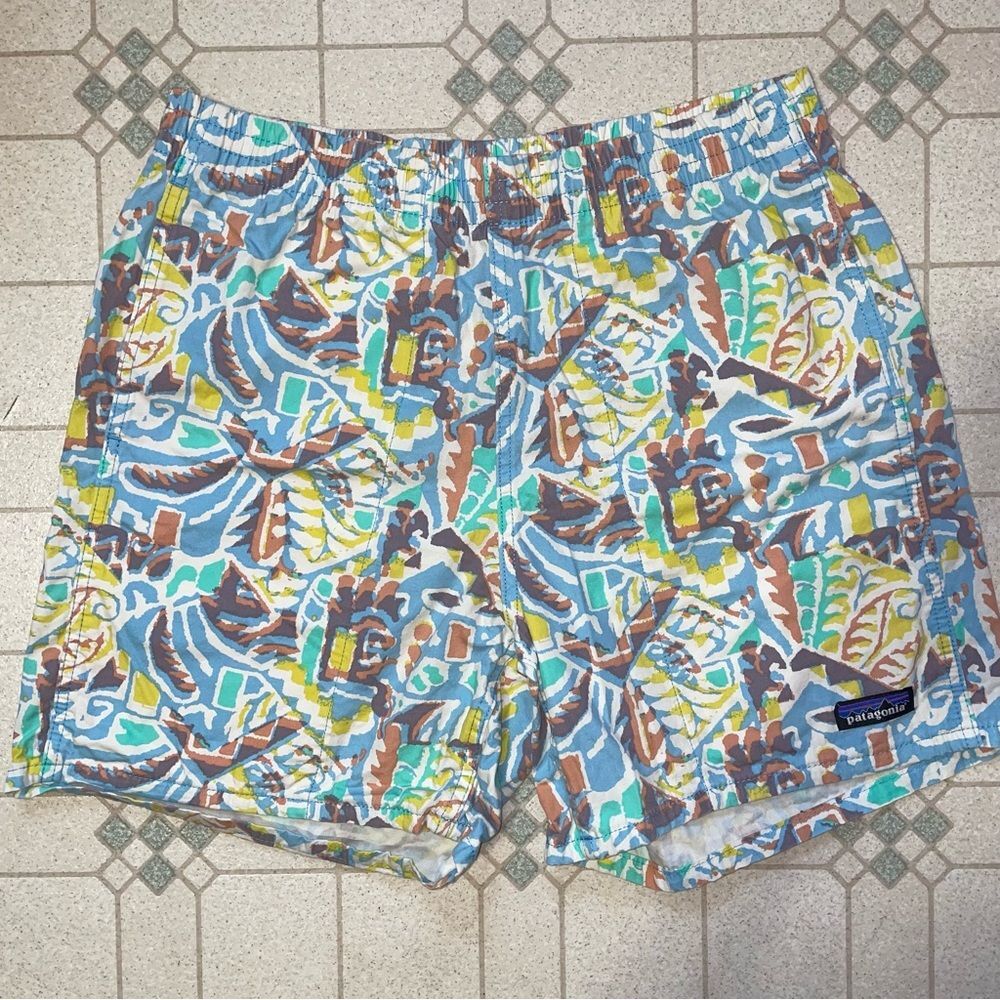 Patagonia Men's M Funhoggers Shorts 6" Thriving Planet Lago Blue Casual Outdoor